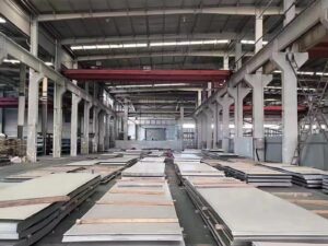 a large warehouse with metal sheets